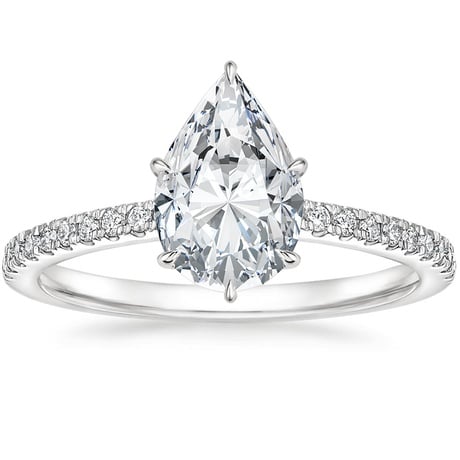 18K White Gold Petite Demi Diamond Ring with Ballad Diamond Ring