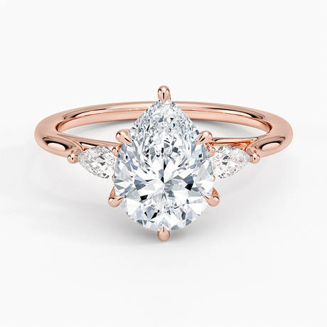 14K Rose Gold Delilah Three Stone Pear Diamond Ring (1/5 ct. tw.)
