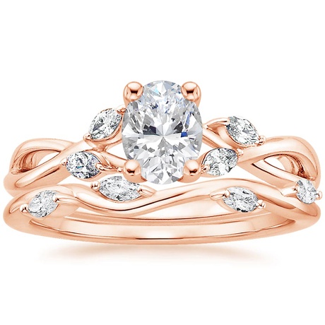 14K Rose Gold Willow Diamond Ring (1/8 ct. tw.) with Winding Willow Diamond Ring (1/8 ct. tw.)