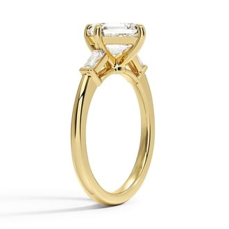 Custom Angled Three Stone Baguette Diamond Ring