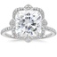 Platinum Reina Halo Diamond Ring, smalltop view