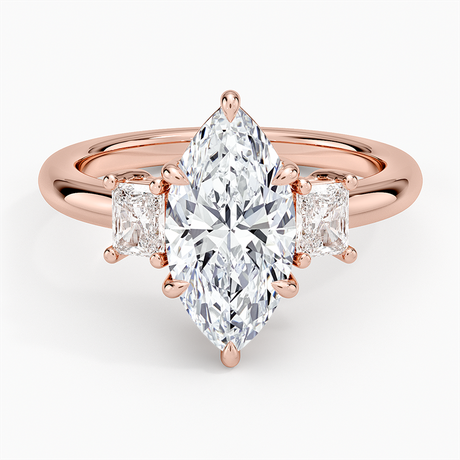 14K Rose Gold Helena Radiant-Cut Three Stone Diamond Ring (3/8 ct. tw.)