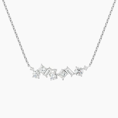 Princess, Baguette and Round Diamond Necklace