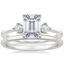 18K White Gold Tria Diamond Ring with Petite Comfort Fit Wedding Ring