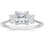 Platinum Princess Cut Three Stone Diamond Ring, smalltop view