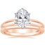 14K Rose Gold Six-Prong Classic Ring with Petite Comfort Fit Wedding Ring