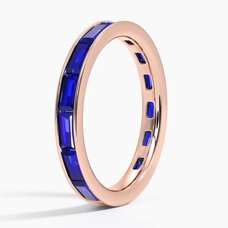 Channel Set Baguette Lab Sapphire Ring