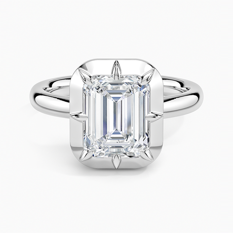 14K White Gold Harper Bezel Prong Solitaire Ring