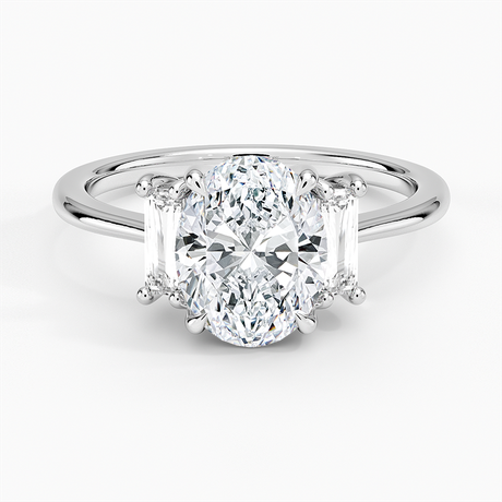 Horizontal Baguette Diamond Engagement Ring