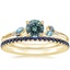 18K Yellow Gold Camellia Indigo Milgrain Ring with Luxe Ballad Sapphire Ring