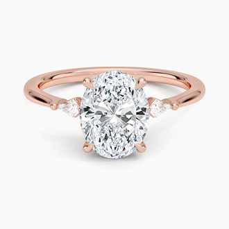 14K Rose Gold Petite Cometa Three Stone Diamond Ring