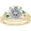 18K Yellow Gold Arden Diamond Ring with Lab Emerald Accents with Luxe Ballad Diamond Ring (1/4 ct. tw.)