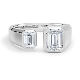 Custom Toi et Moi Emerald-Cut Diamond Ring