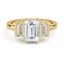 Custom Half Bezel Three Stone Emerald-Cut Diamond Ring