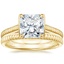 18K Yellow Gold Jade Trau Satin Esthética Solitaire Ring with Jade Trau Satin Esthética Ring