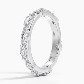 Camellia Milgrain Marquise Lab Diamond Ring (3/4 ct. tw.) in 14K White Gold