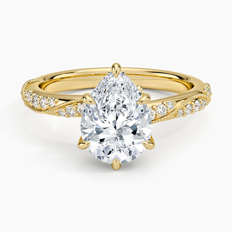 18K Yellow Gold Camellia Hidden Accent 2.5mm Diamond Ring