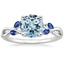 18K White Gold Willow Ring With Sapphire Accents, smalltop view