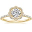 18K Yellow Gold Reina Halo Diamond Ring, smalltop view