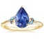 18K Yellow Gold Camellia Indigo Milgrain Ring, smalltop view