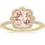18K Yellow Gold Reina Halo Diamond Ring, smalltop view