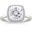 18K White Gold Vienna Halo Diamond Ring, smalltop view