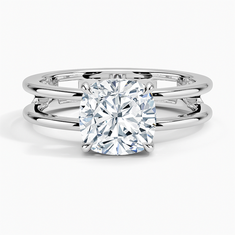 18K White Gold Aimee Open Double Band Solitaire Ring