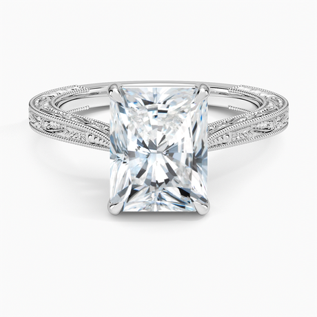 18K White Gold Elsie Engraved Ring