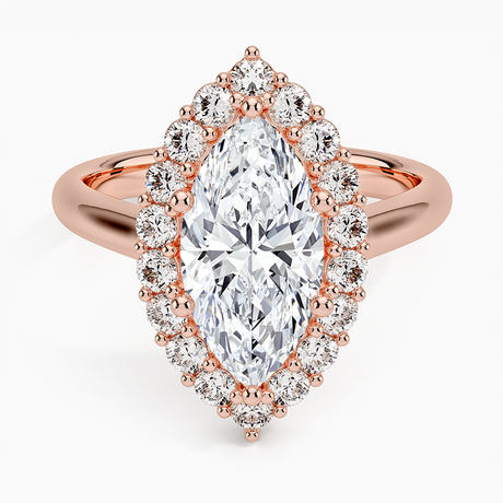 14K Rose Gold Lotus Flower Halo Diamond Ring (1/4 ct. tw.)