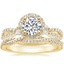 18K Yellow Gold Luxe Willow Halo Diamond Ring (2/5 ct. tw.) with Petite Luxe Twisted Vine Diamond Ring (1/4 ct. tw.)