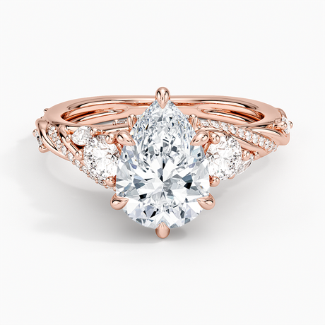 14K Rose Gold Begonia Vine Three Stone Diamond Ring (2/3 ct. tw.)