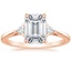 14K Rose Gold Trillion Cut Three Stone Diamond Ring, smalltop view