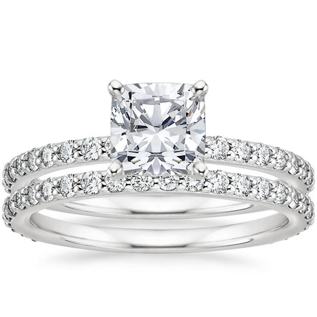18K White Gold Luxe Petite Shared Prong Diamond Bridal Set (3/4 ct. tw.)