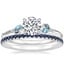 18K White Gold Camellia Indigo Milgrain Ring with Luxe Ballad Sapphire Ring