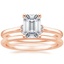 14K Rose Gold Leighton Diamond Ring with Petite Comfort Fit Wedding Ring