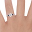 18K White Gold Aria Ring with Sapphire Accents, smallzoomed in top view on a hand