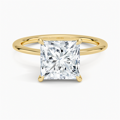 18K Yellow Gold Petite Secret Halo Diamond Ring