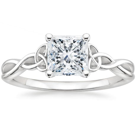 18K White Gold Entwined Celtic Love Knot Ring with Celtic Knot Diamond Ring