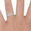 18K White Gold Tallula Three Stone Diamond Ring, smallzoomed in top view on a hand