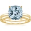 18KY Aquamarine Elodie Ring with Crescent Diamond Ring, smalltop view