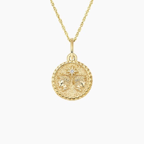 Mini Gemini Zodiac Diamond Medallion Necklace