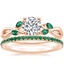 14K Rose Gold Willow Ring With Lab Emerald Accents with Luxe Ballad Emerald Ring