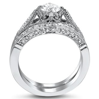 Custom Contoured Heirloom Diamond Bridal Set