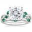 PT Moissanite Willow Bridal Set With Lab Emerald Accents, smalltop view