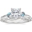 18K White Gold Camellia Indigo Milgrain Ring with Winding Willow Diamond Ring