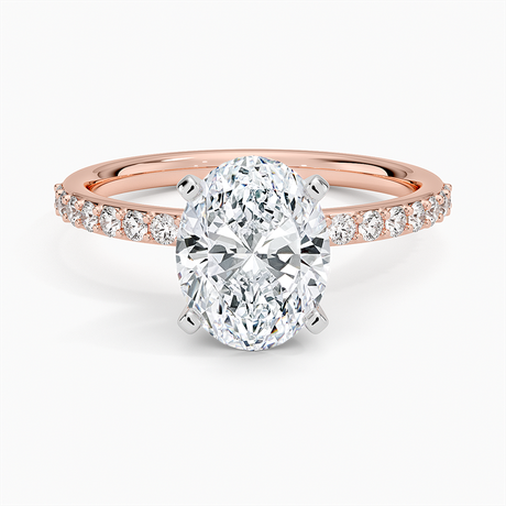 14K Rose Gold Petite Shared Prong Half Coverage Diamond Ring