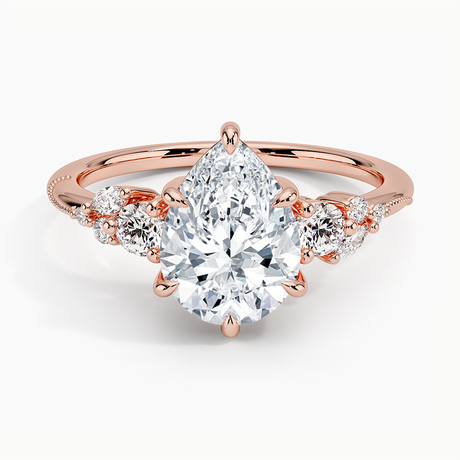 14K Rose Gold Camellia Three Stone Diamond Ring (1/3 ct. tw.)