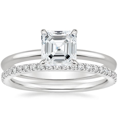 18K White Gold Petite Elodie Ring with Luxe Ballad Diamond Ring