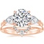 14K Rose Gold Luxe Opera Three Stone Diamond Ring with Lunette Diamond Ring