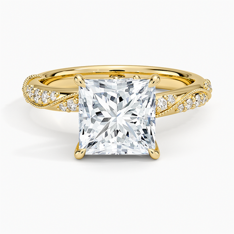 18K Yellow Gold Camellia Hidden Accent 2.5mm Diamond Ring